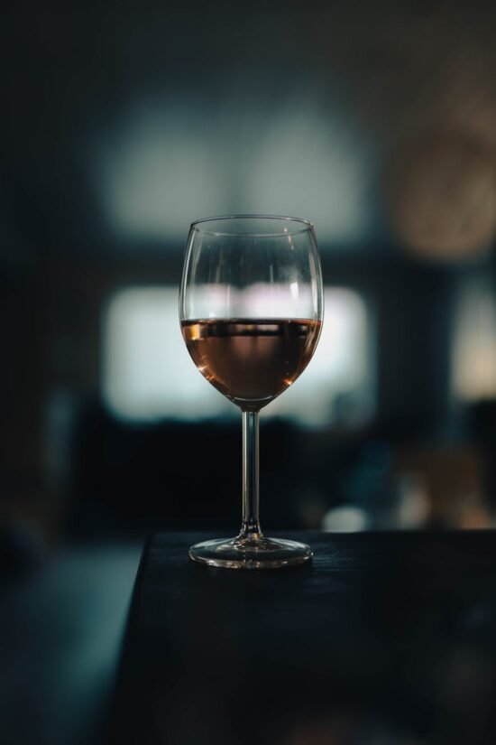 elegant glass of rose wine with soft focus