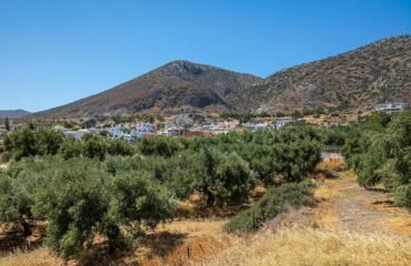 hills over town in countryside