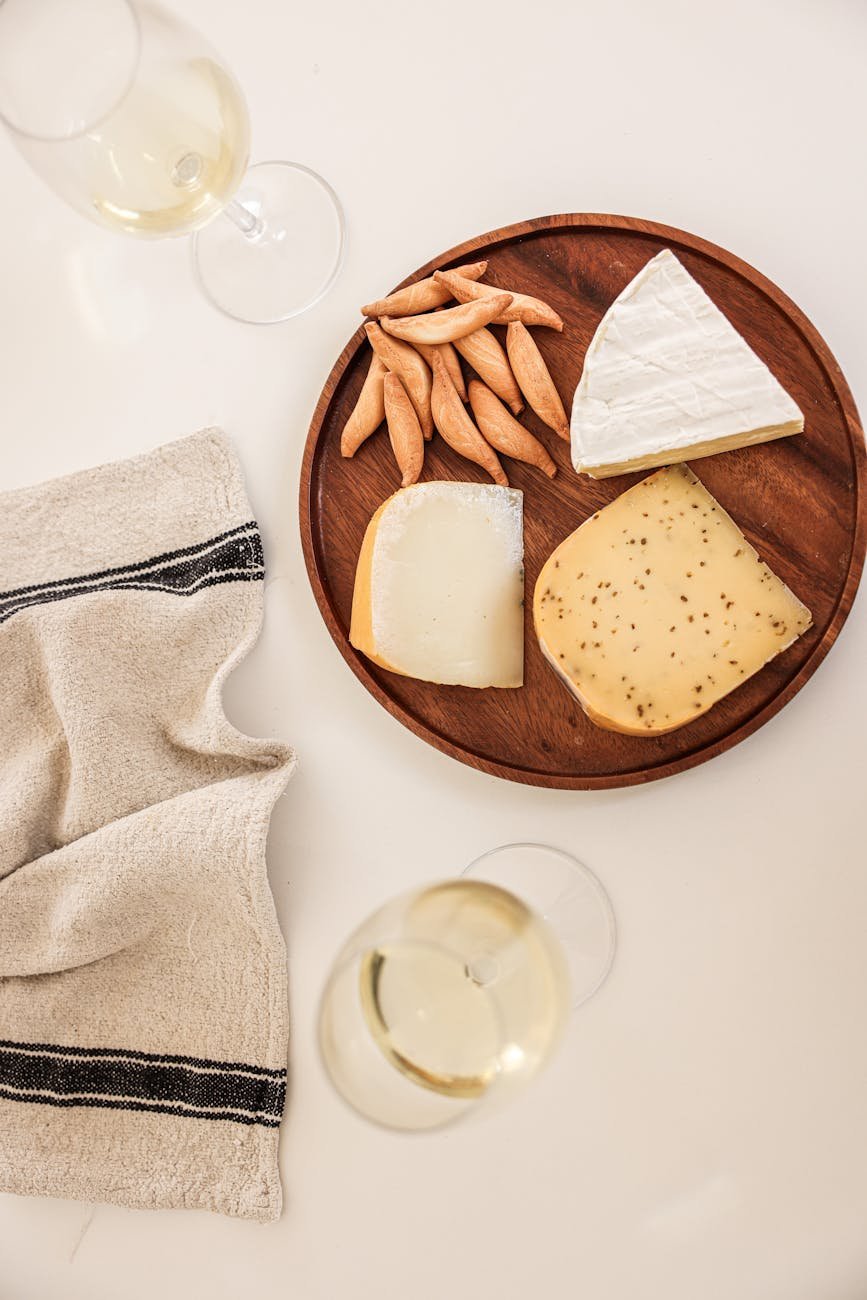 overhead shot of a plate of cheese